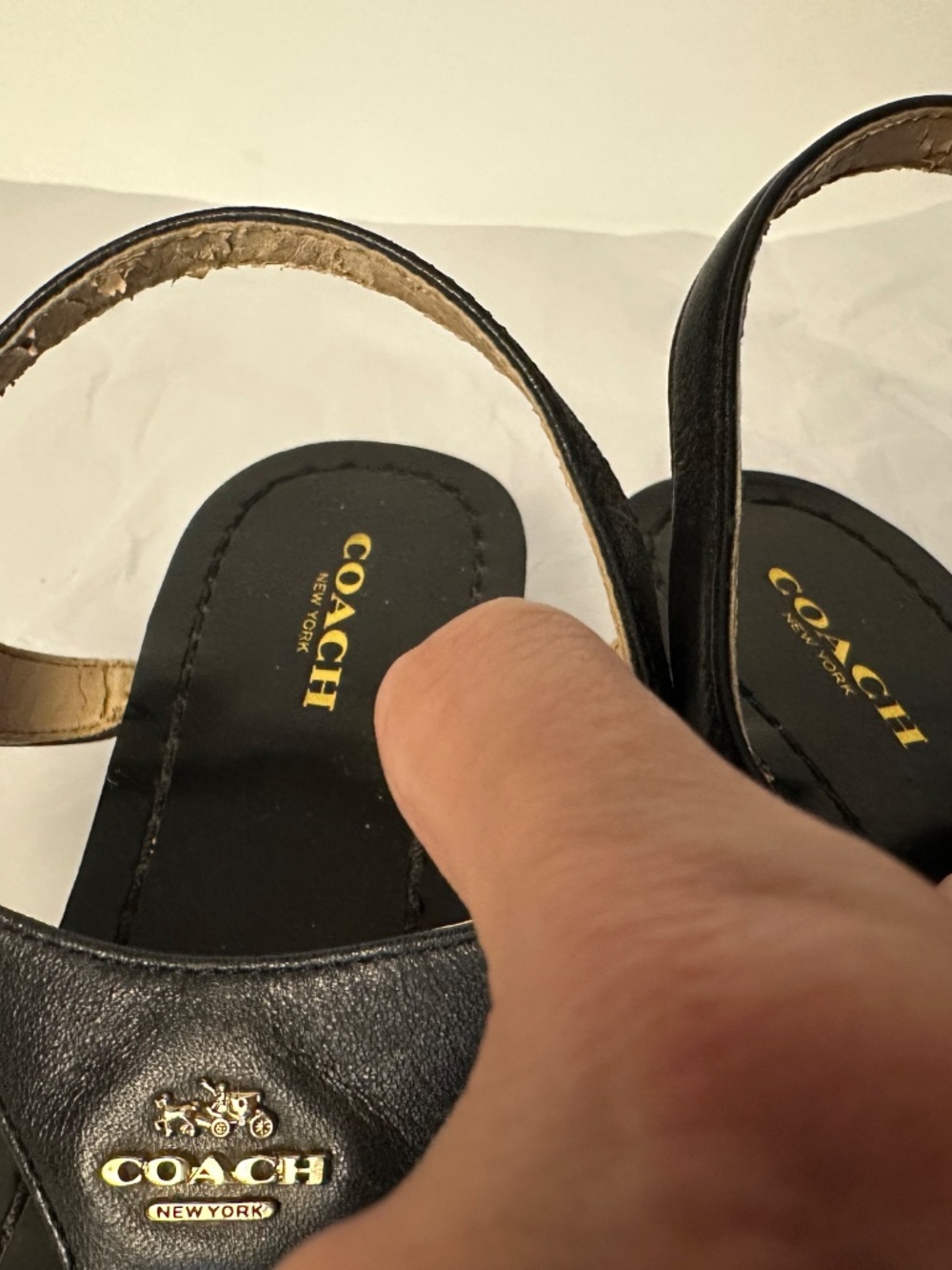 Coach black leather sandals with gold hardware in US 7B - Picture 5 of 5